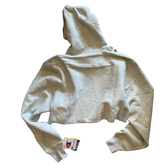 New Champion x Dream Comcept Women's Grey Cropped Reverse Weave Hoodie - Picture 3 of 3
